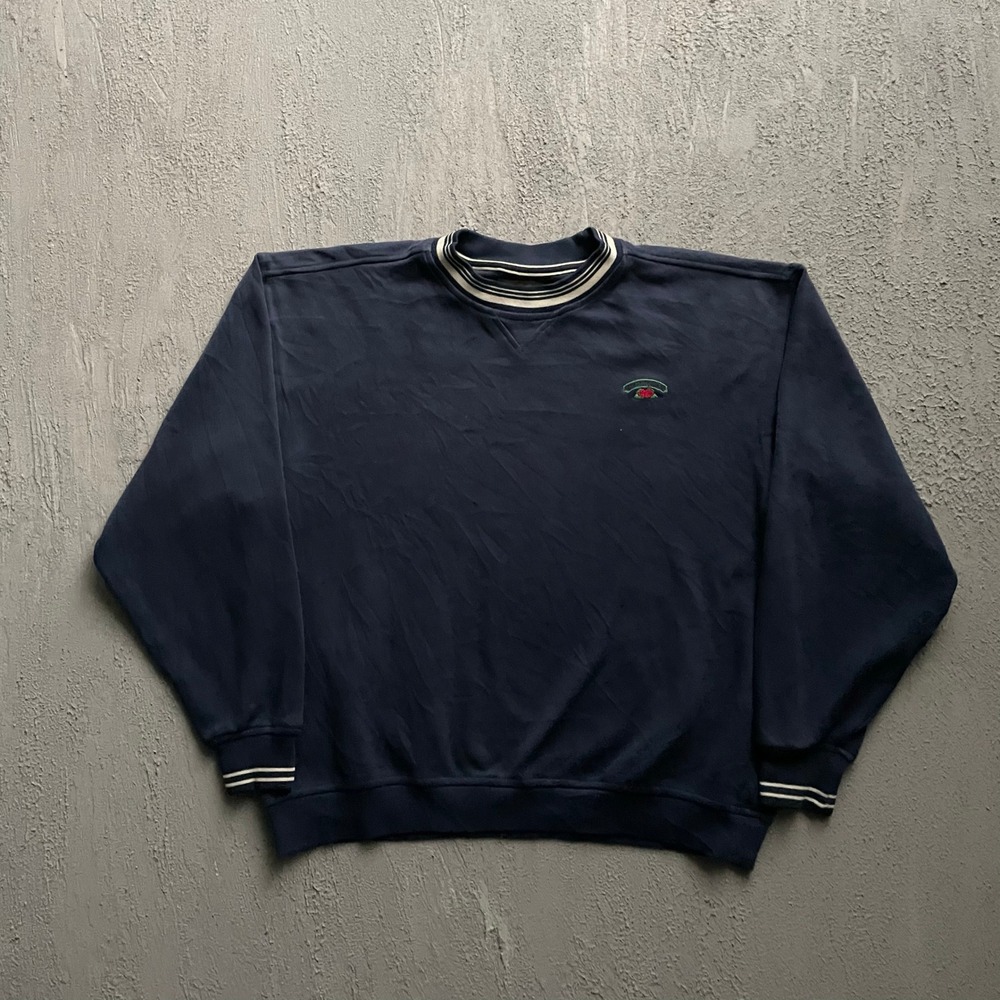 Vintage Smuckers Sweatshirt Mens Medium Navy Blue 90s Gear For Sports